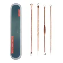 4 шт./компл. акне Черноголовых Удаления иглы прыщей металлический экстрактор черных точек полоски для очиститель пор глубокое очищение средство по уходу за Красота комплект