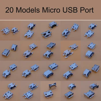 

20Models 100pcs/lot Universial Micro USB 5P Jacks USB Connector Tail Charging socket for ZTE Lenovo Huawei Mobile Phone Tablet