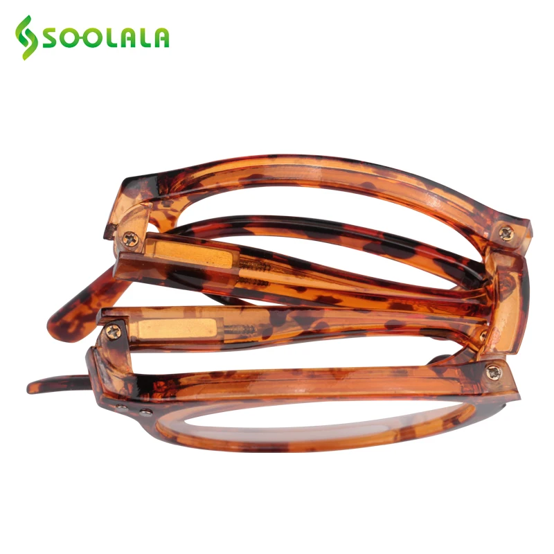 SOOLALA складные очки для чтения Для мужчин Для женщин Карманный складной пресбиопии очки для чтения с кожаный чехол+ 1,0 1,25 1,5 1,75 до 4,0