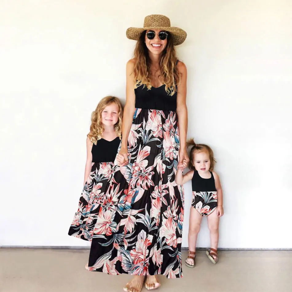 Vestidos a juego para madre e hija, camiseta sin mangas con estampado Floral, ropa para Mamá, Mamá, mamá, niñas, trajes familiares