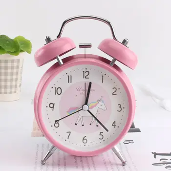 

Cute Unicorn Metal Alarm Clock Children Bedside Desk Table Clock Student New Year Christmas Gift