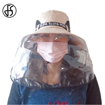 

FS 2020 Big Brim Protective Cap Anti Pollen Saliva Face Cover Bucket Hat Adjustable Women Men Eye Protection Caps