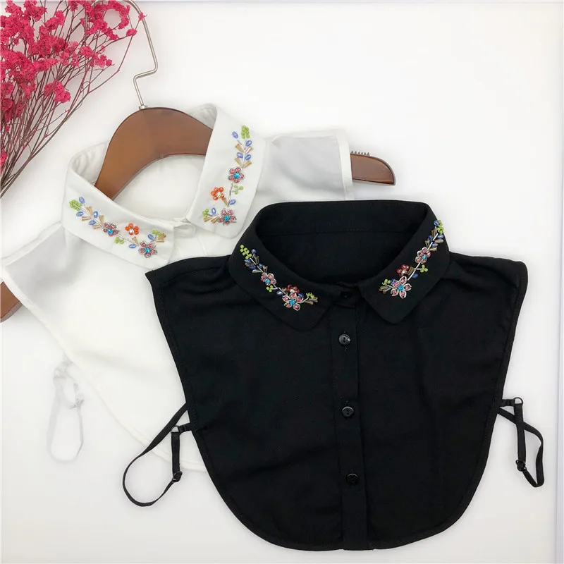 

Elegant Women White Shirt Detachable Collar Female Half Shirt Handmade Flower Fake Collar Necklace Tie False Collar Nep Kraagie