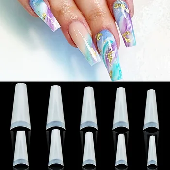 

100Pcs/bag Clear Natural French Ballet Coffin False Nails Tips Half Cover Fake Nails Manicure Acrylic Nail Art Tools JZJ3029