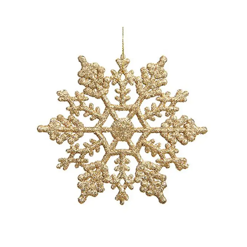 12pcs Plastic Snowflake Decorations 10cm Christmas Tree Snowflakes Pieces For Christmas Ornaments(Red/Gold