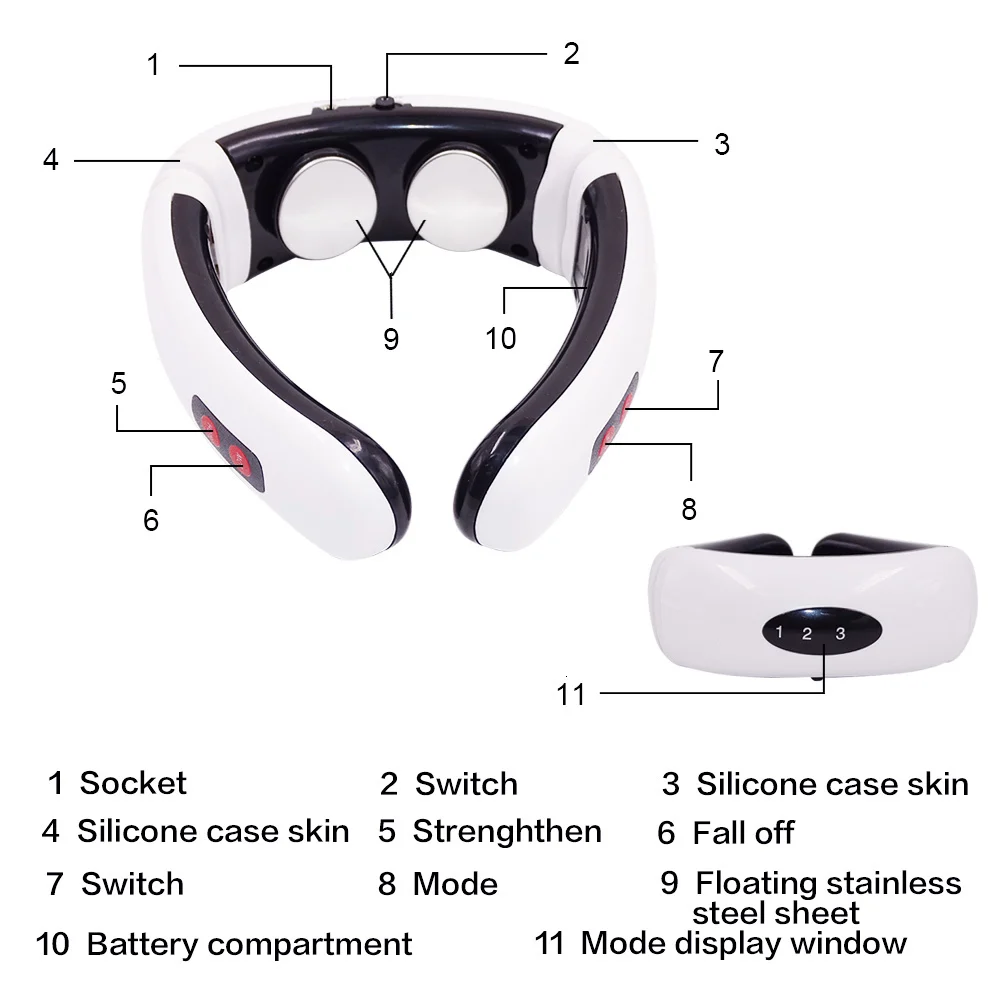 Electric Neck Massager And Pulse Back 6 Modes, Power Control, Far-infrared Heating Analgesic Tool
