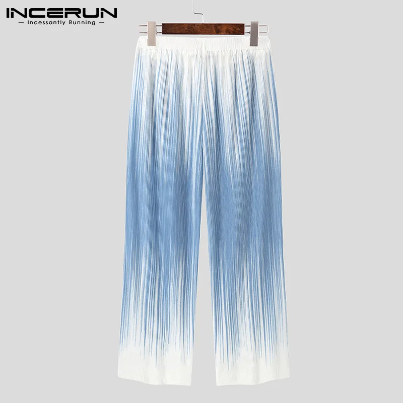 Men Pants Joggers Elastic Waist Gradient Streetwear Loose Wide Leg Trousers Men Cozy Casual Pantalones Hombre S-5XL INCERUN wide leg pants wide leg sweatpants