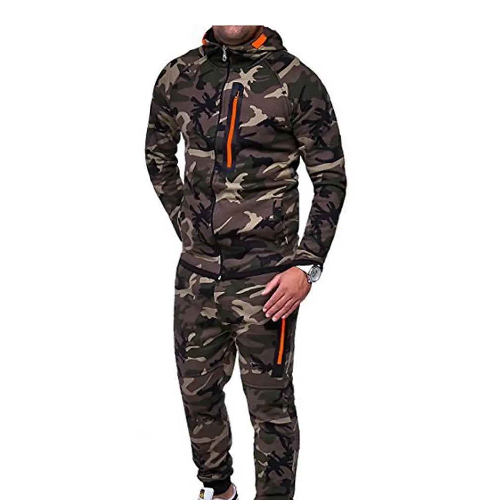 

Men Suits Camouflage Clothing Popular Hoodie Jacket Tops Long Pants Outdoor Tracksuit Sportswear