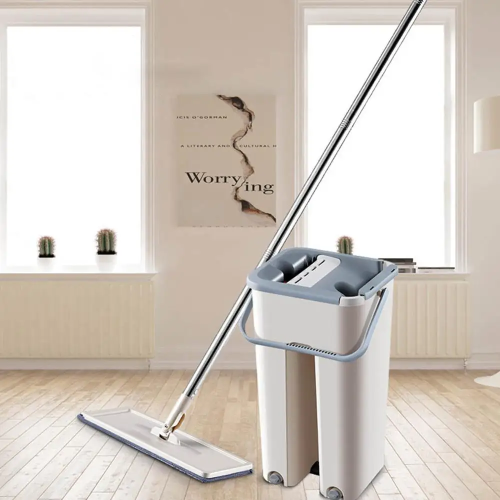 

Hands-free Flat Mop Microfiber Mop Sticky Button Removable Washable Mop Self-filtering Large Mop