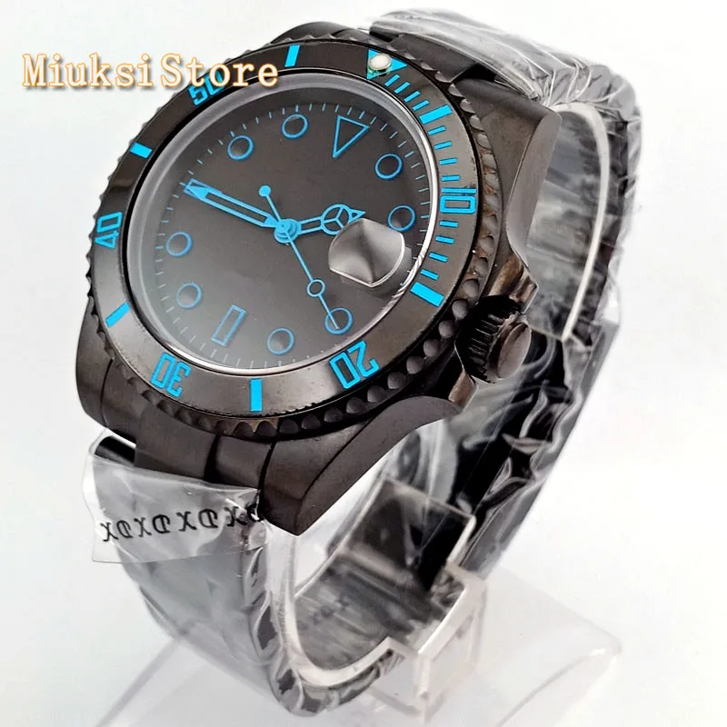 

Bliger 40mm black PVD case sapphire glass black sterile dial date window ceramic bezel automatic mens top mechanical watch