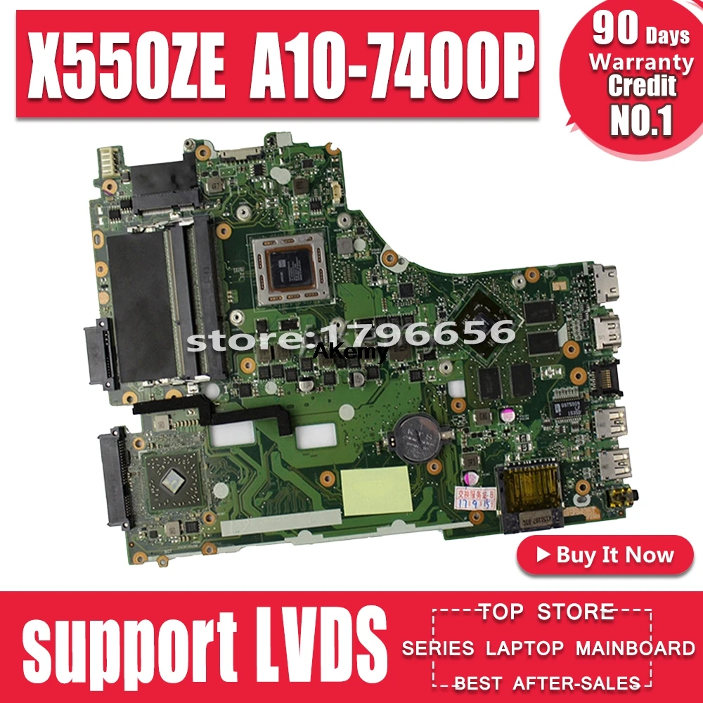 X550ZE Motherboard A10 7400U LVDS For Asus X550ZE X550Z K550Z laptop