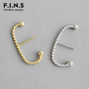 

F.I.N.S Korean Fashion S925 Sterling Silver Earrings Two-tone Twist C Shaped Stud Earrings for Women Minimalist Fine Jewelry
