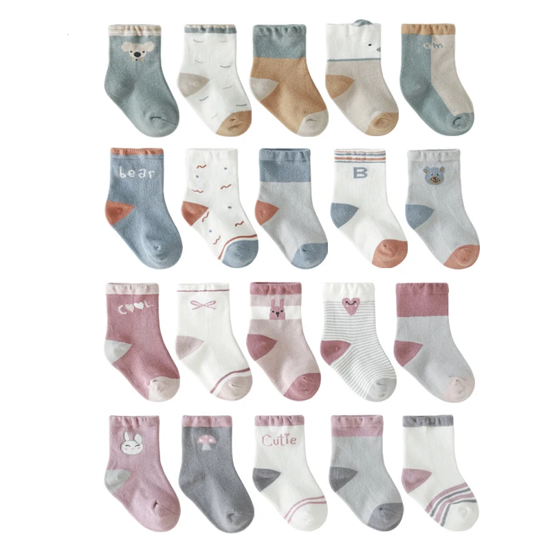 

5 Pairs Of Children's Socks New Cartoon Combed Cotton Socks In Autumn Baby Socks Newborn Baby Socks Baby Stuff For Girl Infant