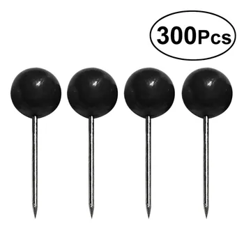 

300 Pcs Black Map Tacks Push Pins Plastic Round Pearl Head with Steel Point for Corkboard Bulletin Board and Fabric
