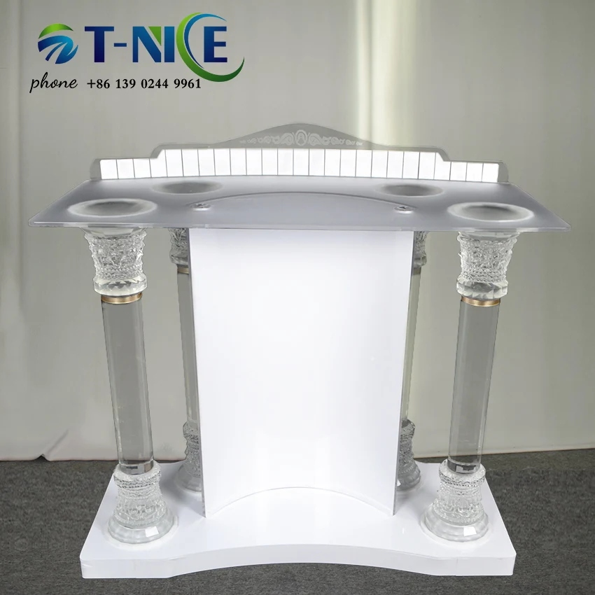 Fashion Design Pulpit Crystal Column Lectern Acrylic Church Podium Organic Glass Lectern Commercial Furniture