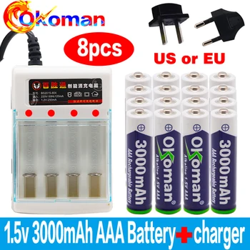

New Brand 3000mah 1.5V AAA Alkaline Battery AAA rechargeable battery for Remote Control Toy Batery Smoke alarm with charger