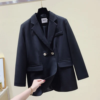 2020 Korean Loose Casual Blazers For Women Formal Blazer Purple Woman Office Lady Double Breasted Green Black Blaizer Feminino