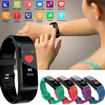 

Waterproof Smart Bracelet Watch Wristband 115 Plus Blood Pressure Monitoring Heart Rate Monitor Smart Fitness Band Dropshipping