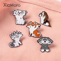 Three-Headed Dog Lapel Pins Lovely Animal Brooches Collar Backpack Decoration Cartoon Jewelry Gift for Kids Boy Girl