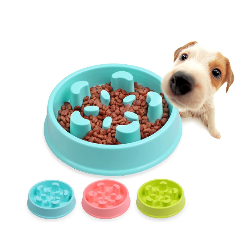 

Anti Choke Pet Dog Feeding Bowls Plastic Moon Shape Slow down Eating Food Prevent Obesity Healthy Diet Dog Accessories