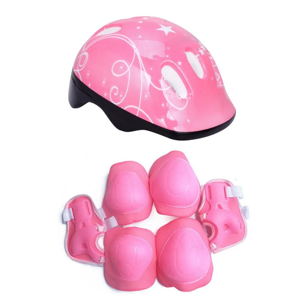 7pcs Kid Child Roller Skating Bike Helmet Knee Wrist Guard Elbow Pad Set 4 Color