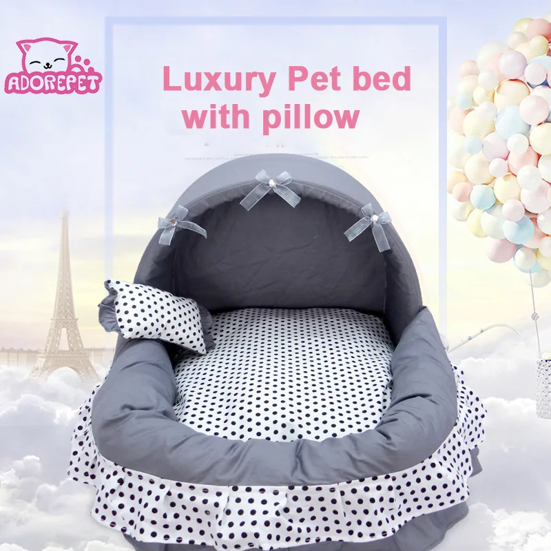 buy Washable 2 pieces Dog Princess Bed House With Pillow Yorkie Pet Cat Luxury Sofa Bed Kennel Mat Cushion for Small Medium Dog