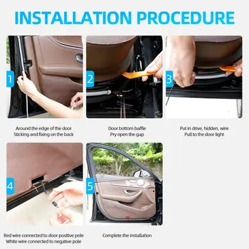 

Waterproof LED Strip Lights Car Door Opened Warning Lamp Signal LED Light White+Red Auto Door Warning Light