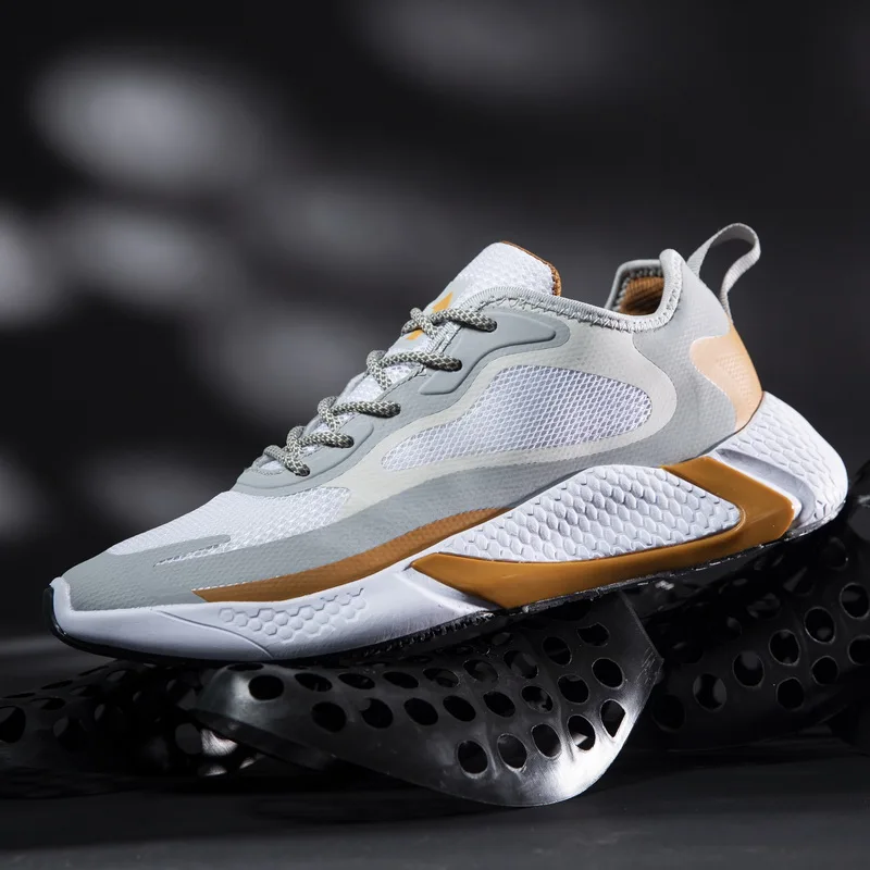 Night reflective sneakers outdoor training shoes casual shoes light men's shoes comfortable trend sneakers men off white - Цвет: gray