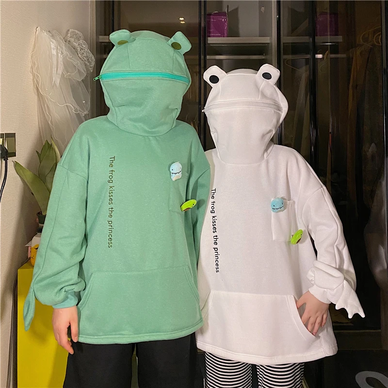 Korean Fall Winter Frog Hoodie Cotton 