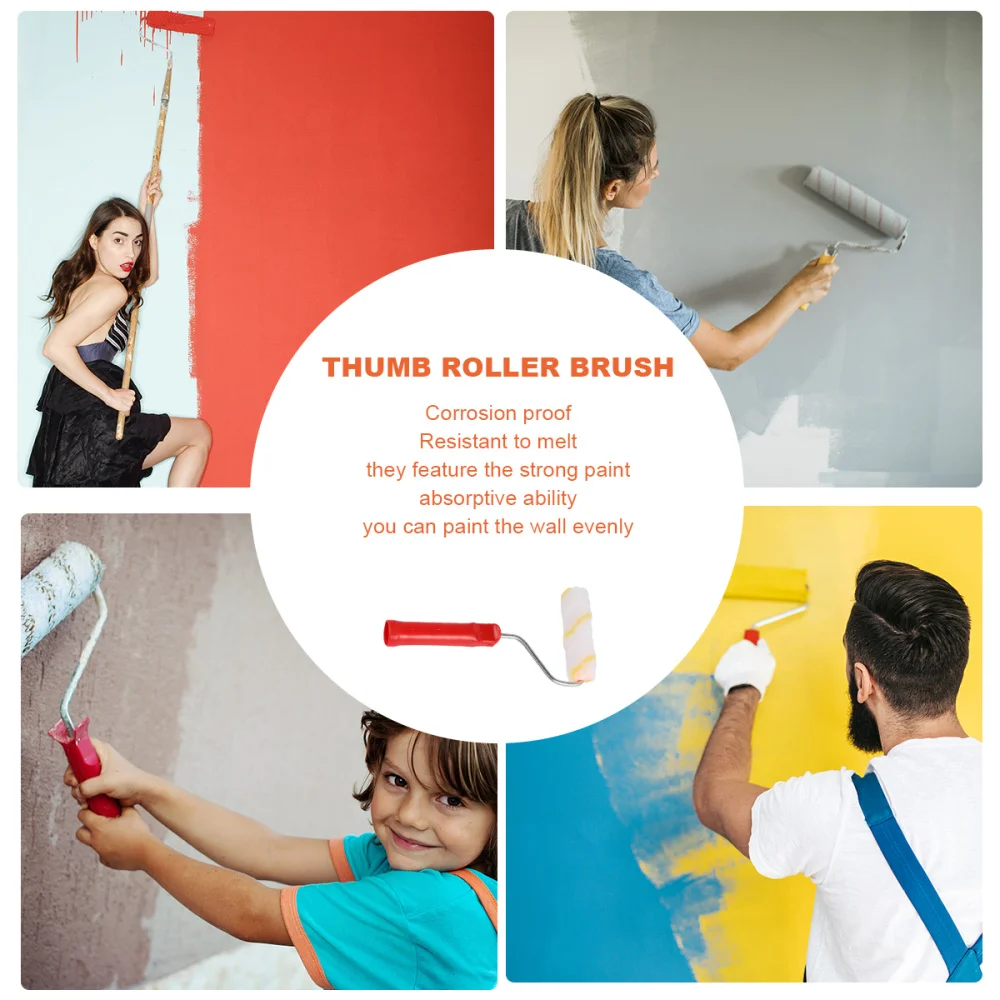 Wall Paint Roller 4 inch Multifunction DIY Wall Paint Roller Brush Set Roller Paint Brush Handle Tool 1pc Brush with 10pcs Roller Brush Parts for Home