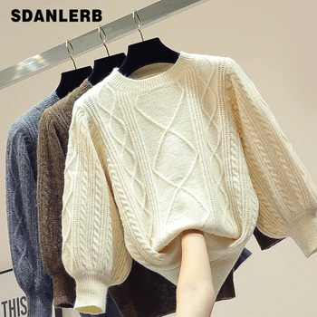 

Ins Lazy Wind Turtleneck Sweater Female Fall/Winter Wear New Korean Loose Joker 7-point Sleeve Knitted Shirt Sweter Jersey Mujer