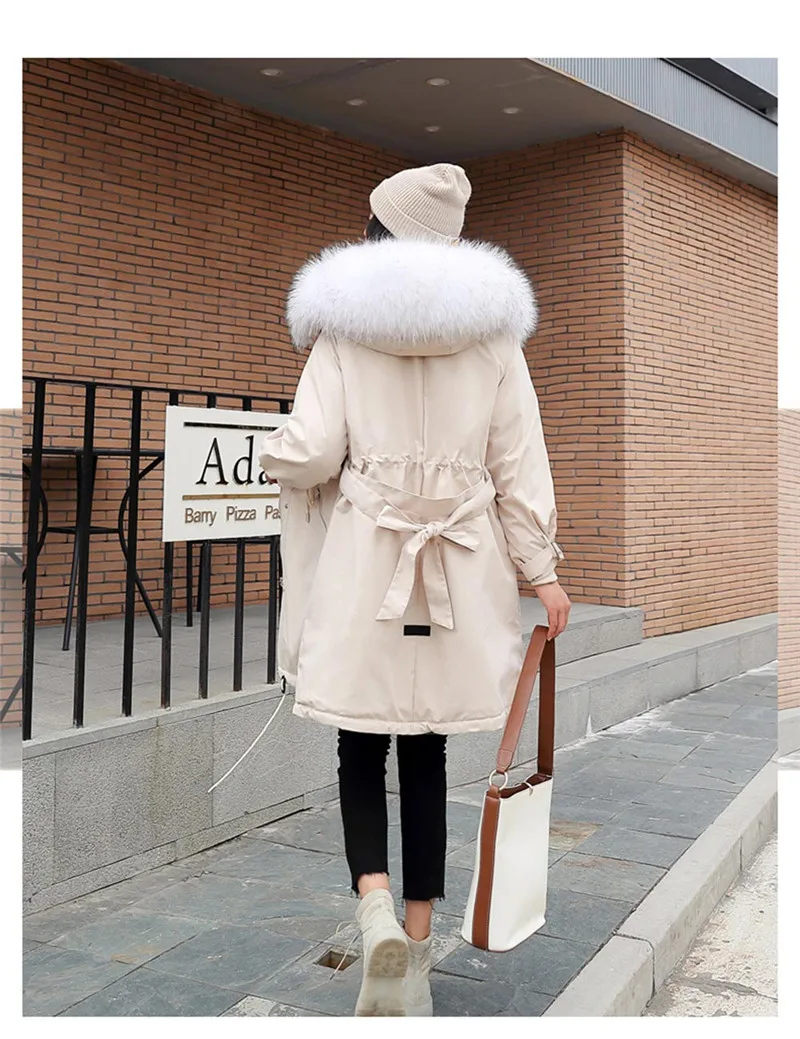 Parkas Mujer New Arrival Women Winter Jacket Large Fur Collar Hooded Female Jacket Long Coat Cotton Parkas Plus Size P11