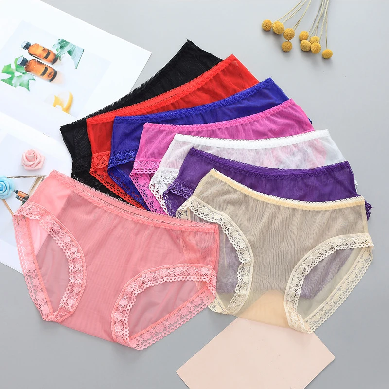 Women's Sexy See Through Panties Transparent Seamless Underwear Spring Summer Breathable Thin Briefs Low Waist Underpants