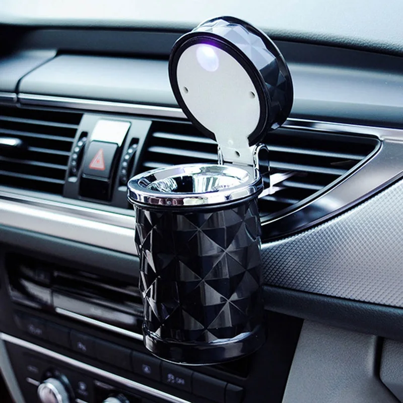 

Car Ashtray Smokeless Auto Cigarette Ash Holder with LED Light for Car Cup Holder Storage Auto Accessories