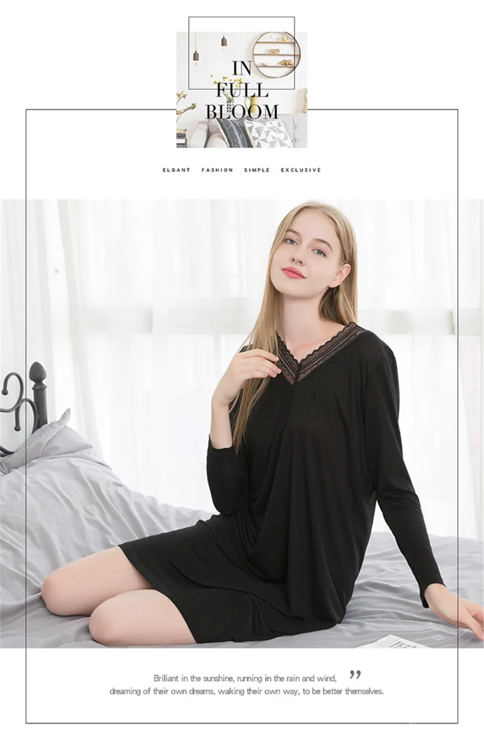 Waliicorners Silk Nightdress Pajamas Women's Sleepwear Loose Waliicorners Silk Knitted Long-Sleeved Thin Section Homewear Female 24 Hc676ac32dcc3402e8d78e6f77b1f89e9d