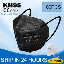 100 pçs preto e branco ffp2 máscara 5 camadas ce fpp2 máscara máscara de poeira fpp2 kn95 máscara protetora mascarillas fpp2 homólogo reutilizável