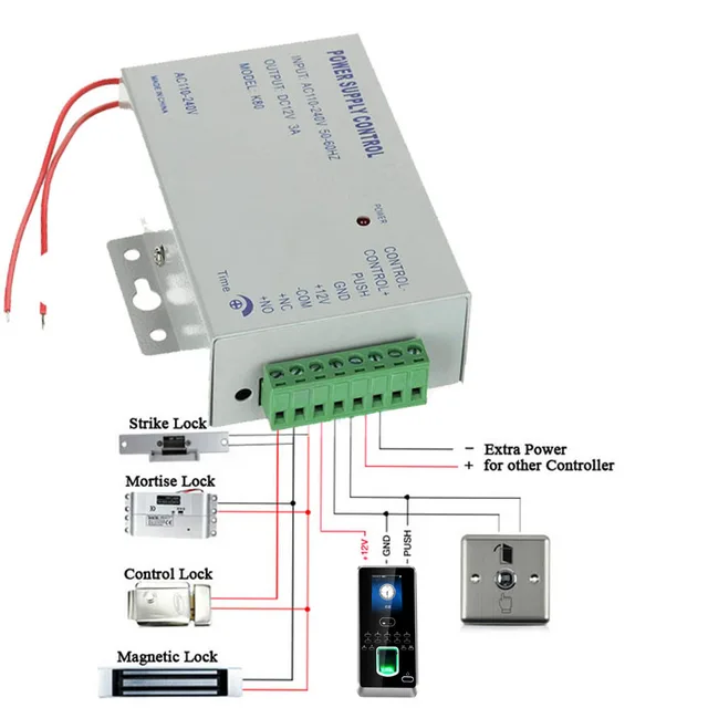 DC12V 5A kontrola mocy dostępu transformator drzwi Adapter Covertor AC 90 ~ 260V dla RFID kontrola dostępu za pomocą odcisków palców 6