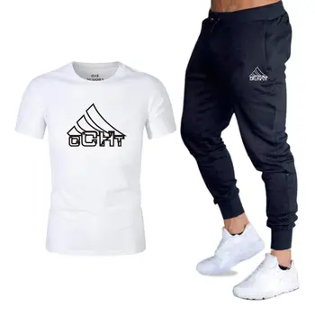 

2019 new T Shirt+Pants Sets Men Letter Printed Summer Suits Casual Tshirt Men Tracksuits Brand Clothing Tops Tees Set Male 2XL