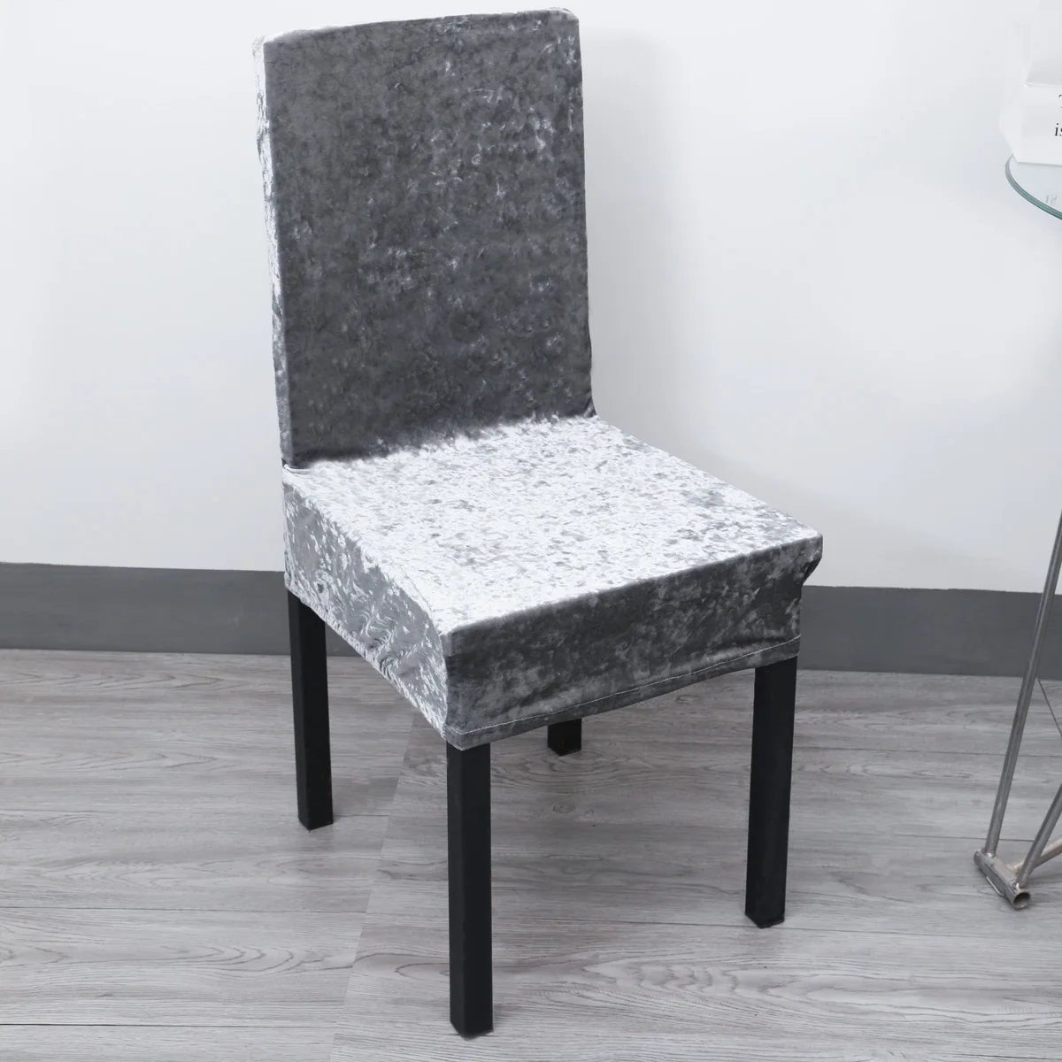 Сплошной цвет серый раздавленный бархат тканевый чехол на стулья бархат толстое сидение чехол для столовой свадьбы офиса банкета чехол для кресла