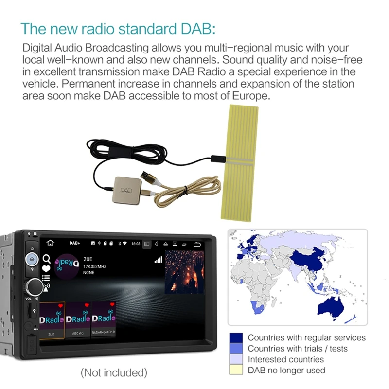 DAB+ Box цифровой радио антенна тюнер для автомобиля Радио Android 5,1 и выше FM передача USB питание