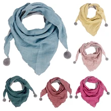 Шарф для маленьких девочек; Повседневный однотонный средний толстый треугольник; сезон осень-зима; шаль; детский хлопковый воротник; теплый детский шейный платок