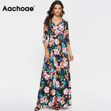 Женское Элегантное Длинное платье, сексуальное платье с v-образным вырезом и принтом, стильные платья в стиле бохо с коротким рукавом, Повседневное Платье макси с поясом, платье размера плюс, Vestidos