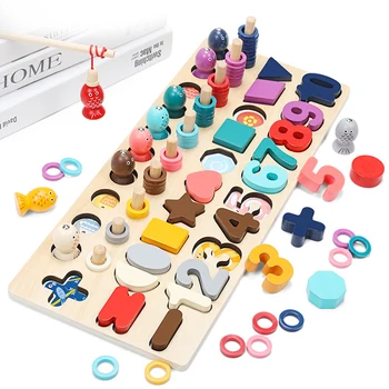

Preschool Wooden Montessori Toys Count Clip Beads Magnetic Fishing Game Baby Early Education Teaching Aids Math Toy For Children