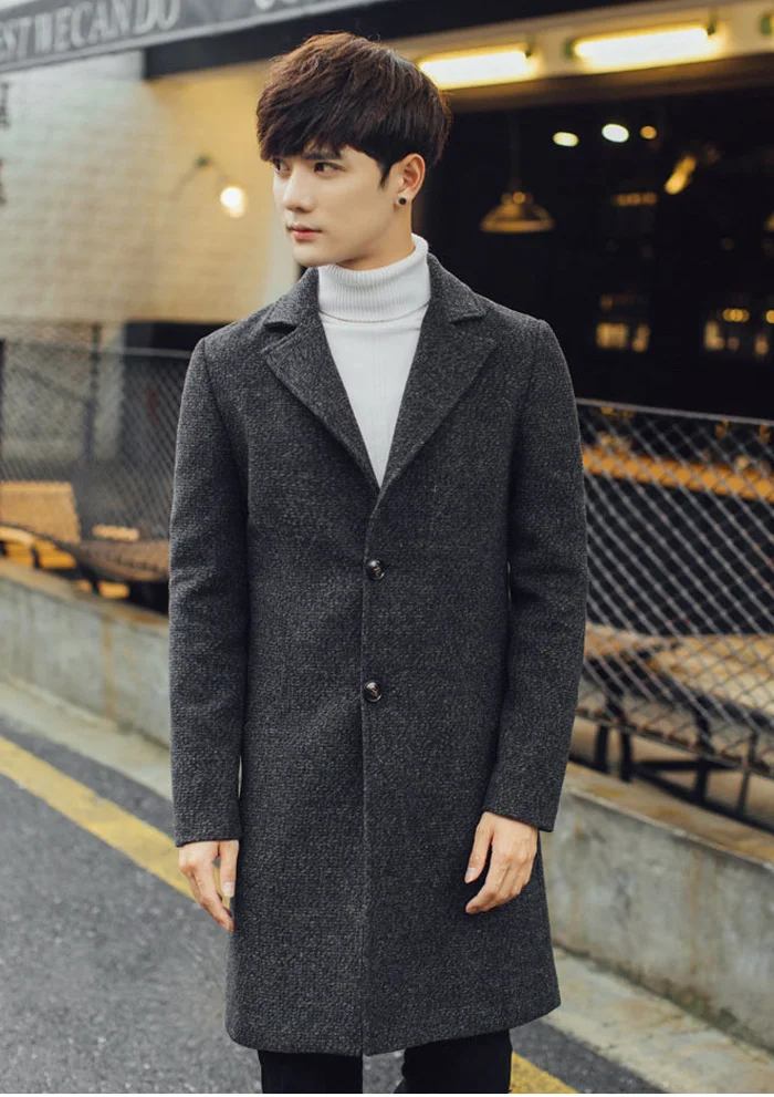 New Men Long Trench Coat Men Fashion Wool Trench Coat Windbreaker Steampunk Men Overcoat Casual Outerwear Coats