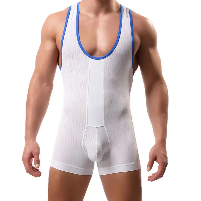 

Men Undershirts Leotard Sexy Bugle Pouch Bodysuits Shorts Wrestling Singlet Jumpsuit Slip Homme Underwear Sleepwear One-piece