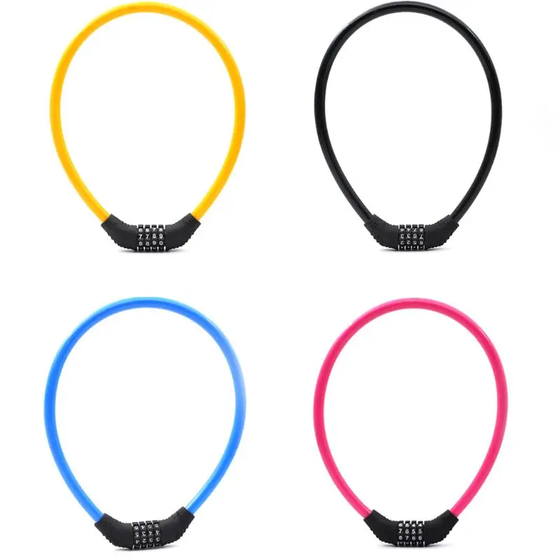 Security Bicycle Lock 4-digit Resettable Code Mountain Bike Strip Wire Cable Electric Car Locks