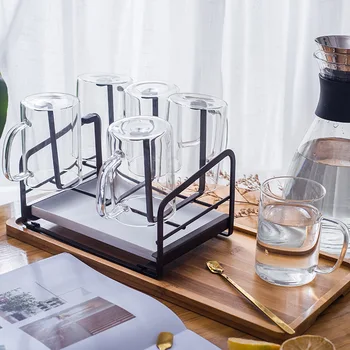 

Cup Holder Glass Rack Creative Household Glass Bottle Storage Water Draining Carry a Cup Tray Put Glass of Storage Shelf