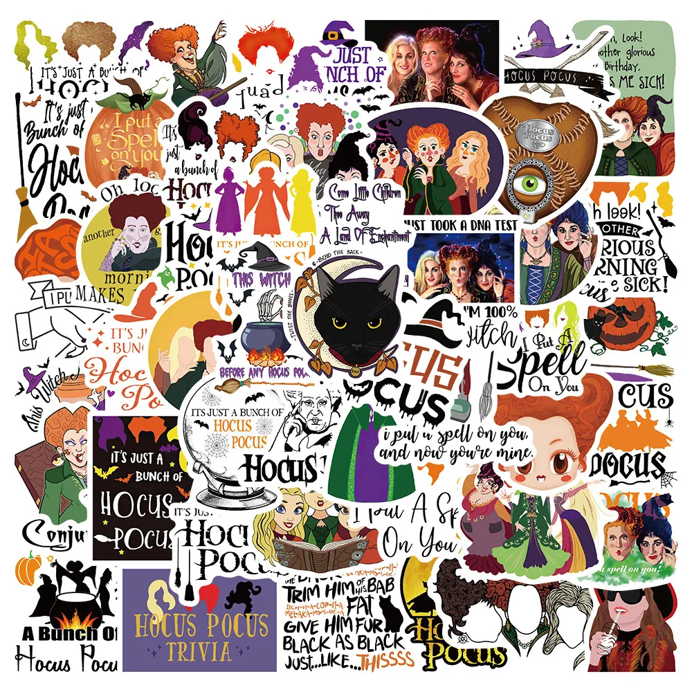 10/30/50PCS Movie Hocus Pocus Stickers Fridge Guitar Laptop Motorcycle Luggage Skateboard PVC Graffiti Cool Sticker toys