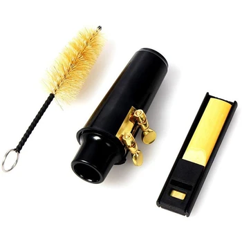 

Alto Sax Saxophone Mouthpiece with Cap Metal Buckle Reed Case Cleaning Brush