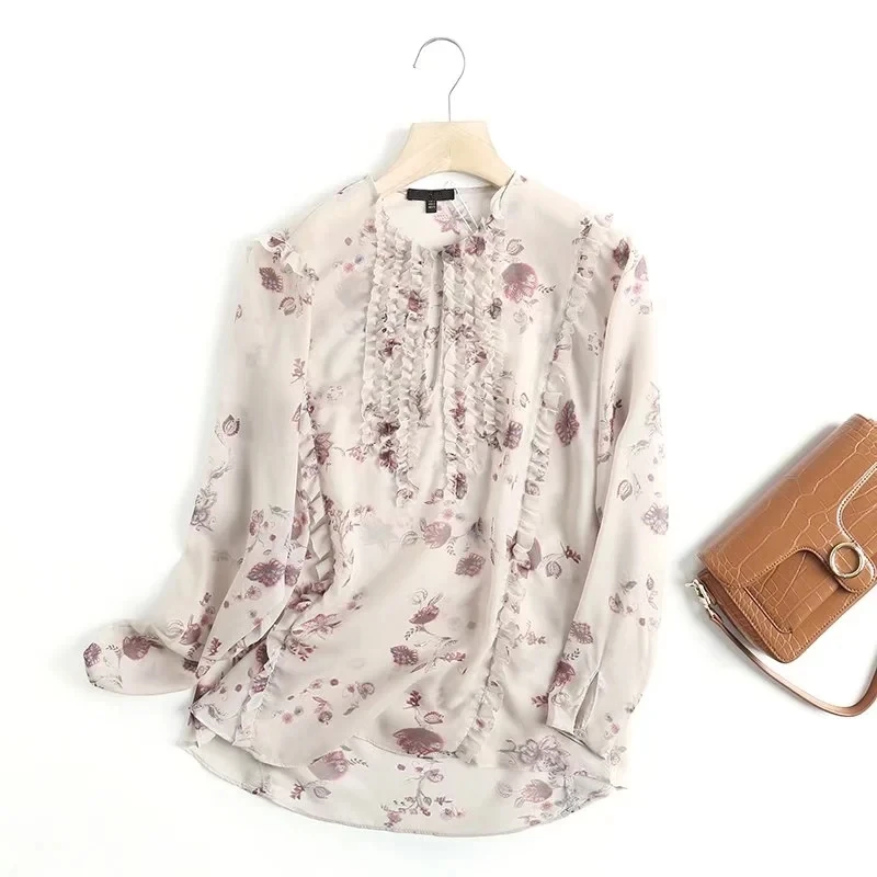 Withered New Arrival Spring Blouse Women Indie Folk Vintage Floral Printing Chiffon Blusas Mujer De Moda 2022 Shirt Women Tops